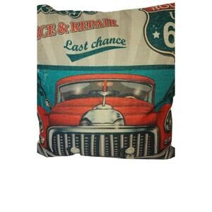 Route 66 Couch Throw Pillow Accent "Garage Service& Repair Last Chance"
